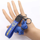 Red Pink Resin Bulldog Key Ring Unisex Bag Auto Decoration