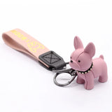 Red Pink Resin Bulldog Key Ring Unisex Bag Auto Decoration