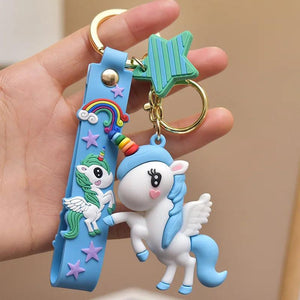 PVC Unicorn Doll Keychain Bag Car Key Ring Luggage Pendant