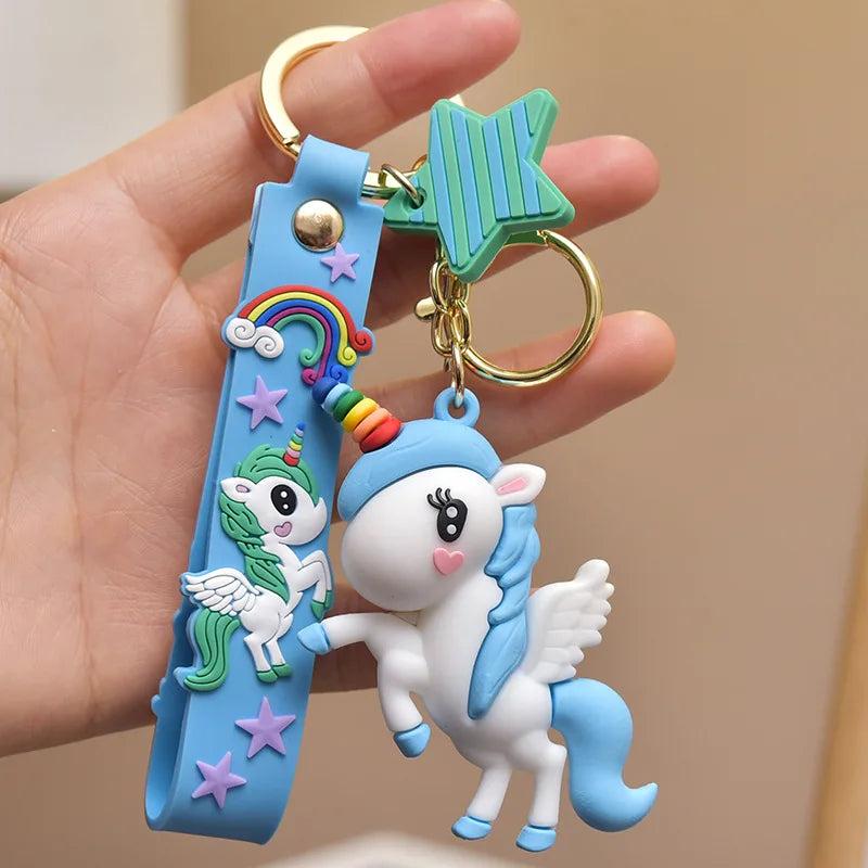 PVC Unicorn Doll Keychain Bag Car Key Ring Luggage Pendant