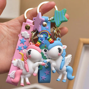 PVC Unicorn Doll Keychain Bag Car Key Ring Luggage Pendant