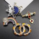 Retro Enamel Star Sky Rainbow Brooch Women Accessories