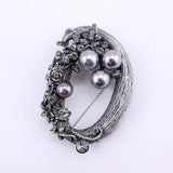 Vintage Simulated Pearl Flower Butterfly Brooch Pin