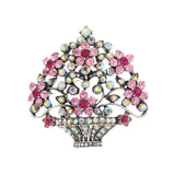 Renaissance Vintage Rhinestone Flower Basket Brooch