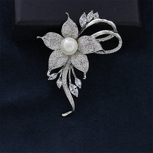 Creative Zircon Pearl Flower Brooch For Women Charm Gift