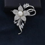 Creative Zircon Pearl Flower Brooch For Women Charm Gift