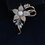 Creative Zircon Pearl Flower Brooch For Women Charm Gift
