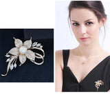 Creative Zircon Pearl Flower Brooch For Women Charm Gift