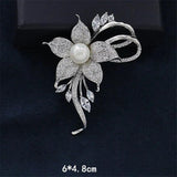 Creative Zircon Pearl Flower Brooch For Women Charm Gift