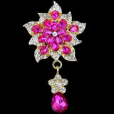 Red Crystal Brooch for Women Wedding Bridal Bouquet Flower Brooch Pins