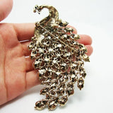 Crystal Peacock Brooch Pin for Women