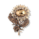 Big Crystal Sunflower Brooch Jewelry Women Banquet Clothes Pin
