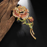 Pink Zircon Rose Flower Brooch - High-End Banquet Accessory