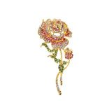 Pink Zircon Rose Flower Brooch - High-End Banquet Accessory