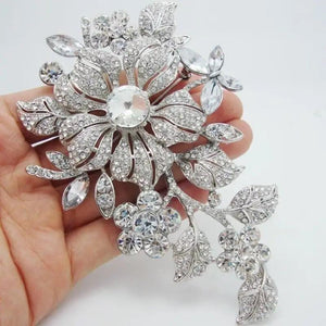 Floral Rhinestone Brooch Pin Women's Jewelry