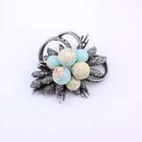Rhinestone Flower Brooch Pin Nature Stone Pendant Vintage Retro Jewelry Pins