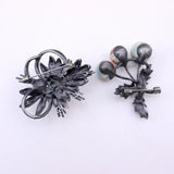 Rhinestone Flower Brooch Pin Nature Stone Pendant Vintage Retro Jewelry Pins
