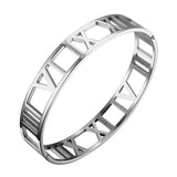 316L Stainless Steel Women's Roman Number Cuff Bracelet Wedding Gift