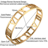 316L Stainless Steel Women's Roman Number Cuff Bracelet Wedding Gift