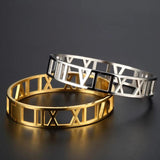 316L Stainless Steel Women's Roman Number Cuff Bracelet Wedding Gift
