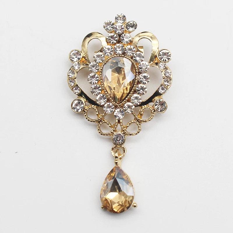 Alloy Drill Button Water Drop Brooch Pendant Coat DIY Jewelry