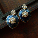 Vintage Rhinestone Pearl Enamel Brooch for Women