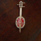 Vintage Rhinestone Pearl Enamel Brooch for Women