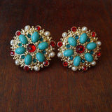 Vintage Rhinestone Pearl Enamel Brooch for Women