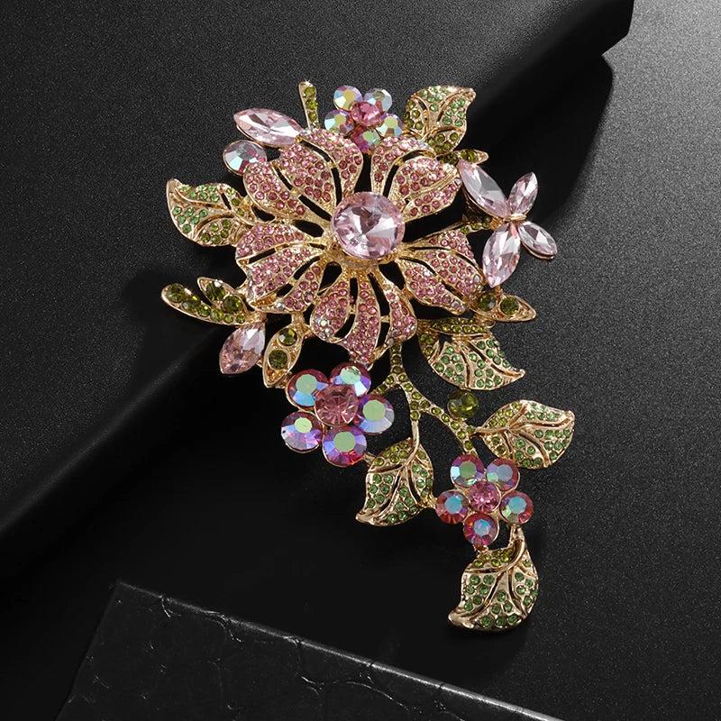 Crystal Flower Brooch Classic Zircon Wedding Charm Jewelry Gift