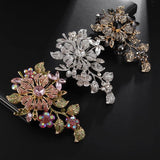 Crystal Flower Brooch Classic Zircon Wedding Charm Jewelry Gift
