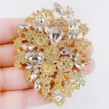 Yellow Crystal Flower Big Brooch Party Accessories Dress Brooch