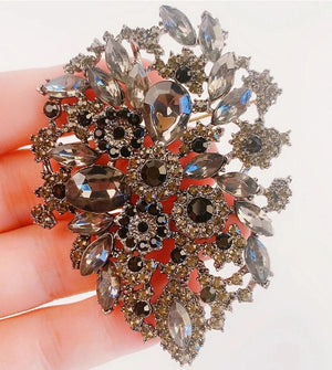 Yellow Crystal Flower Big Brooch Party Accessories Dress Brooch