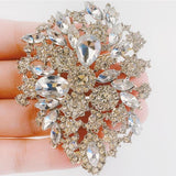Yellow Crystal Flower Big Brooch Party Accessories Dress Brooch