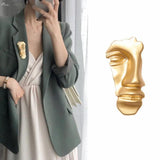 Vintage Metal Abstract Face Mask Brooch for Women Dance Party Jewelry