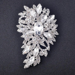 Crystal Zircon Water Drop Flower Brooch Pin Party Ball Jewelry Gift