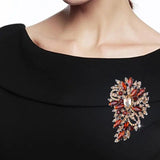 Crystal Zircon Water Drop Flower Brooch Pin Party Ball Jewelry Gift