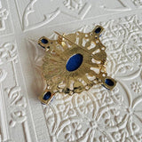 Vintage Opal Glass and Lapis Lazuli Brooch