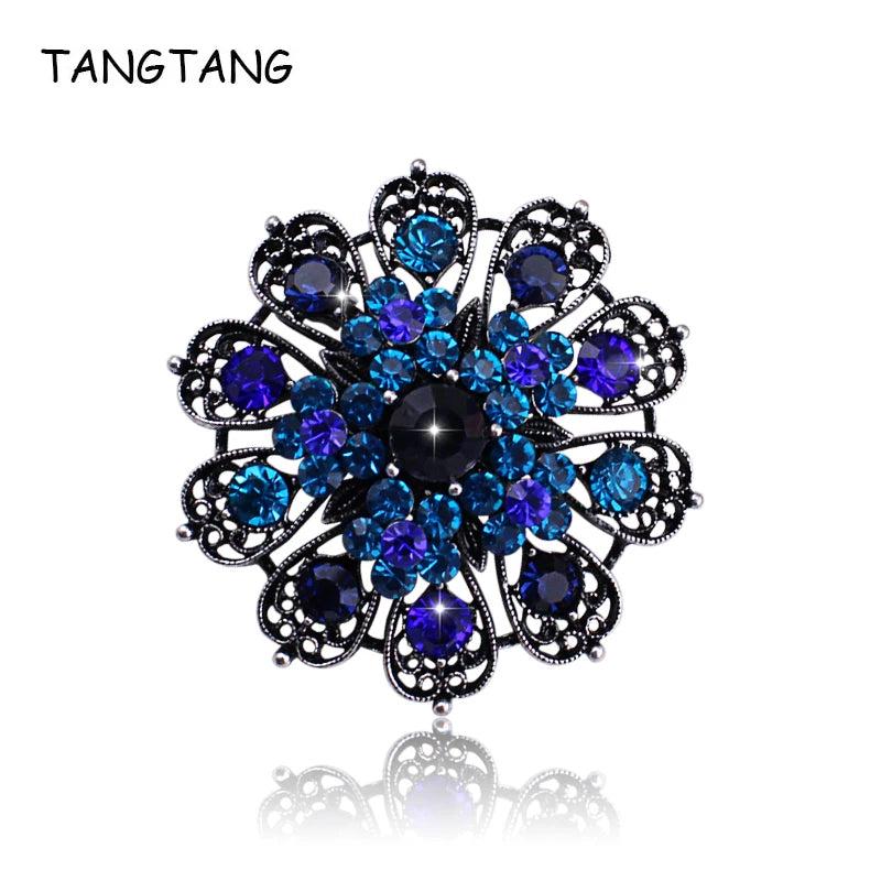 Royal Crystal Peacock Brooch Antique Flower Pins Jewelry Mother's Gift