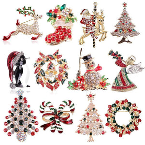 Christmas Brooch Christmas Tree Shoes Old Elk Garland Snow...
