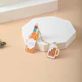 Cartoon Wine Beer Coffee Drip Brooch Metal Pin Badges