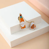 Cartoon Wine Beer Coffee Drip Brooch Metal Pin Badges