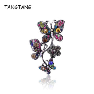 Vintage Crystal Butterfly Brooch Pin for Scarf with Stones