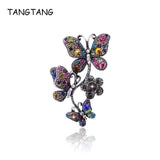 Vintage Crystal Butterfly Brooch Pin for Scarf with Stones