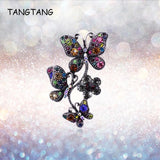 Vintage Crystal Butterfly Brooch Pin for Scarf with Stones
