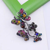 Vintage Crystal Butterfly Brooch Pin for Scarf with Stones