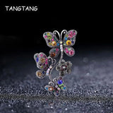 Vintage Crystal Butterfly Brooch Pin for Scarf with Stones