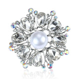 Gem Brooch Inlaid Pearl Rhinestone Flower Brooches