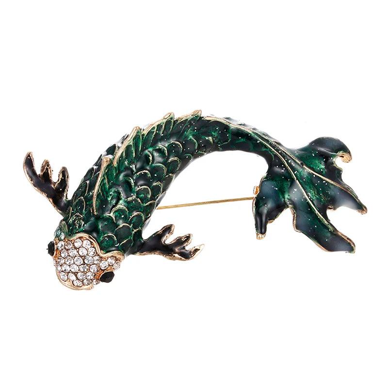 Enamel Fish Brooches Rhinestone Sea Animal Pins