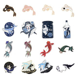 Enamel Fish Brooches Rhinestone Sea Animal Pins