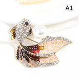 Enamel Fish Brooches Rhinestone Sea Animal Pins